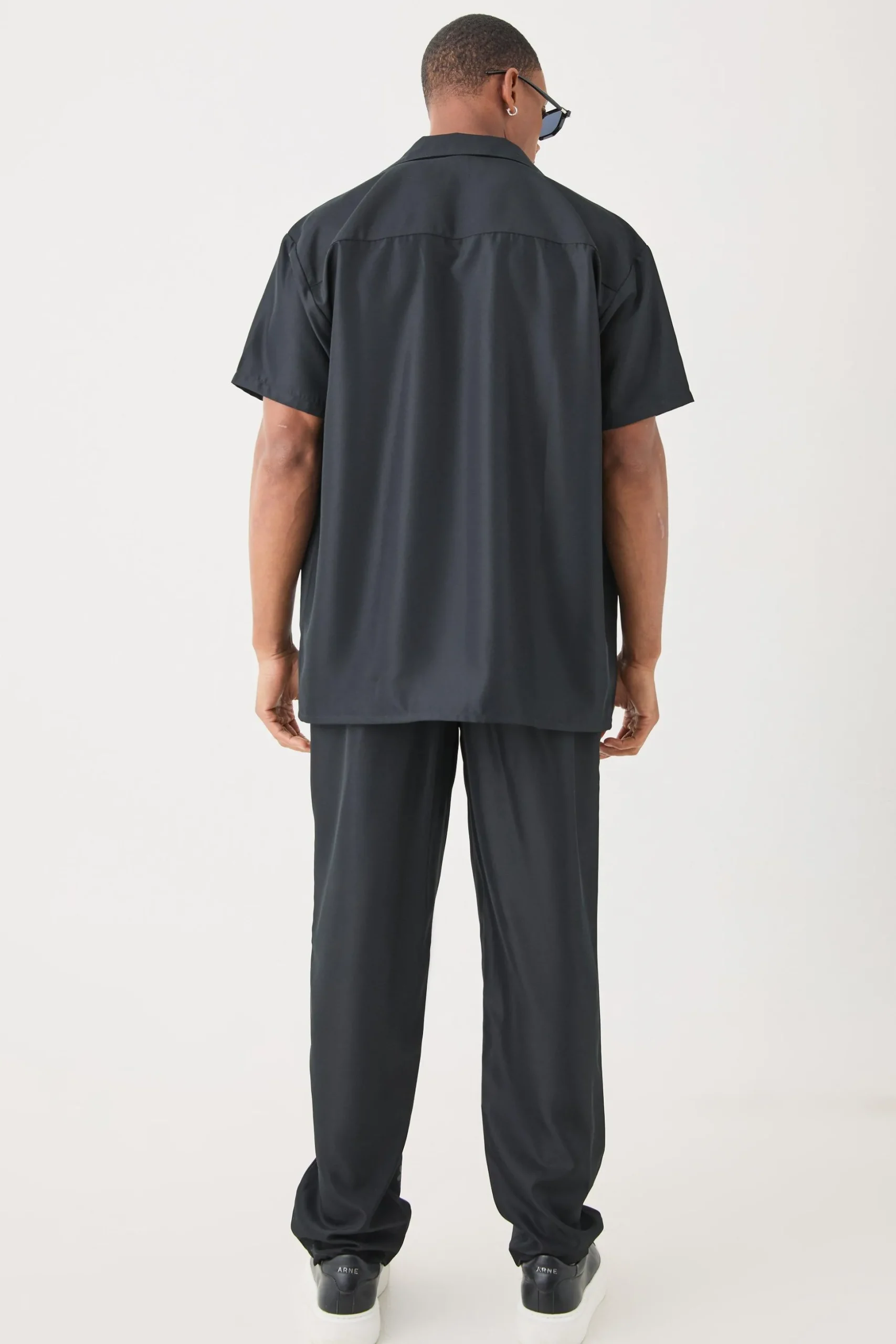 Soft Twill Oversized Shoulder Detail Shirt & Trouser Set | BoohooMAN UK