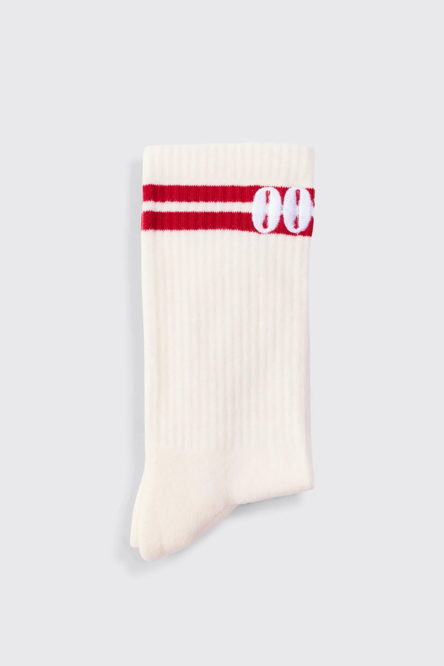 Sports Embroidered Half Terry Stripe Socks In Red | BoohooMAN UK