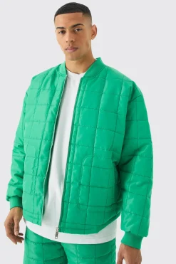Square Quilted Oversized Pocket Bomber Jacket | BoohooMAN UK