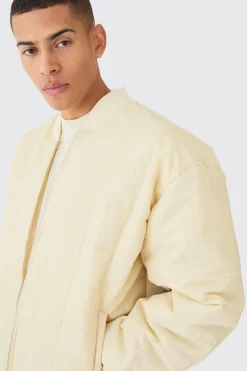 Square Quilted Oversized Pocket Bomber Jacket | BoohooMAN UK