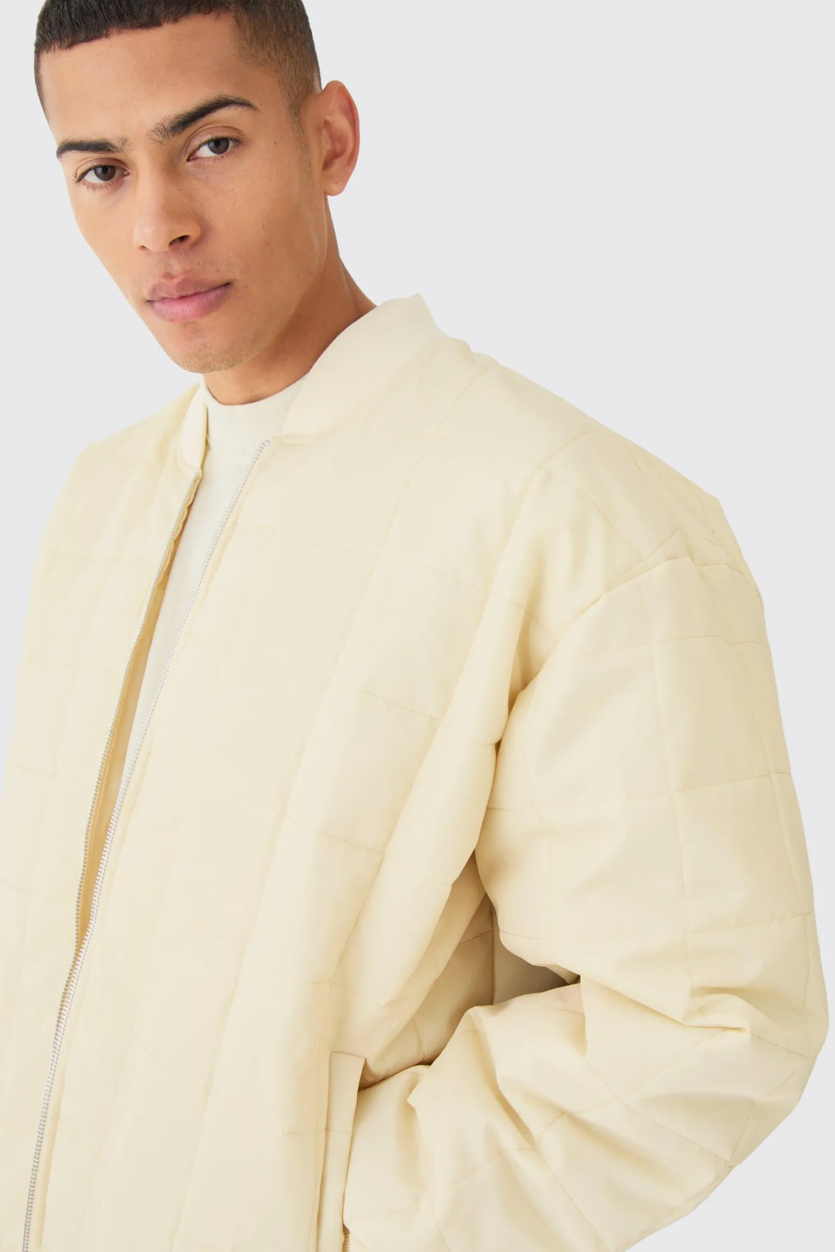 Square Quilted Oversized Pocket Bomber Set | BoohooMAN UK