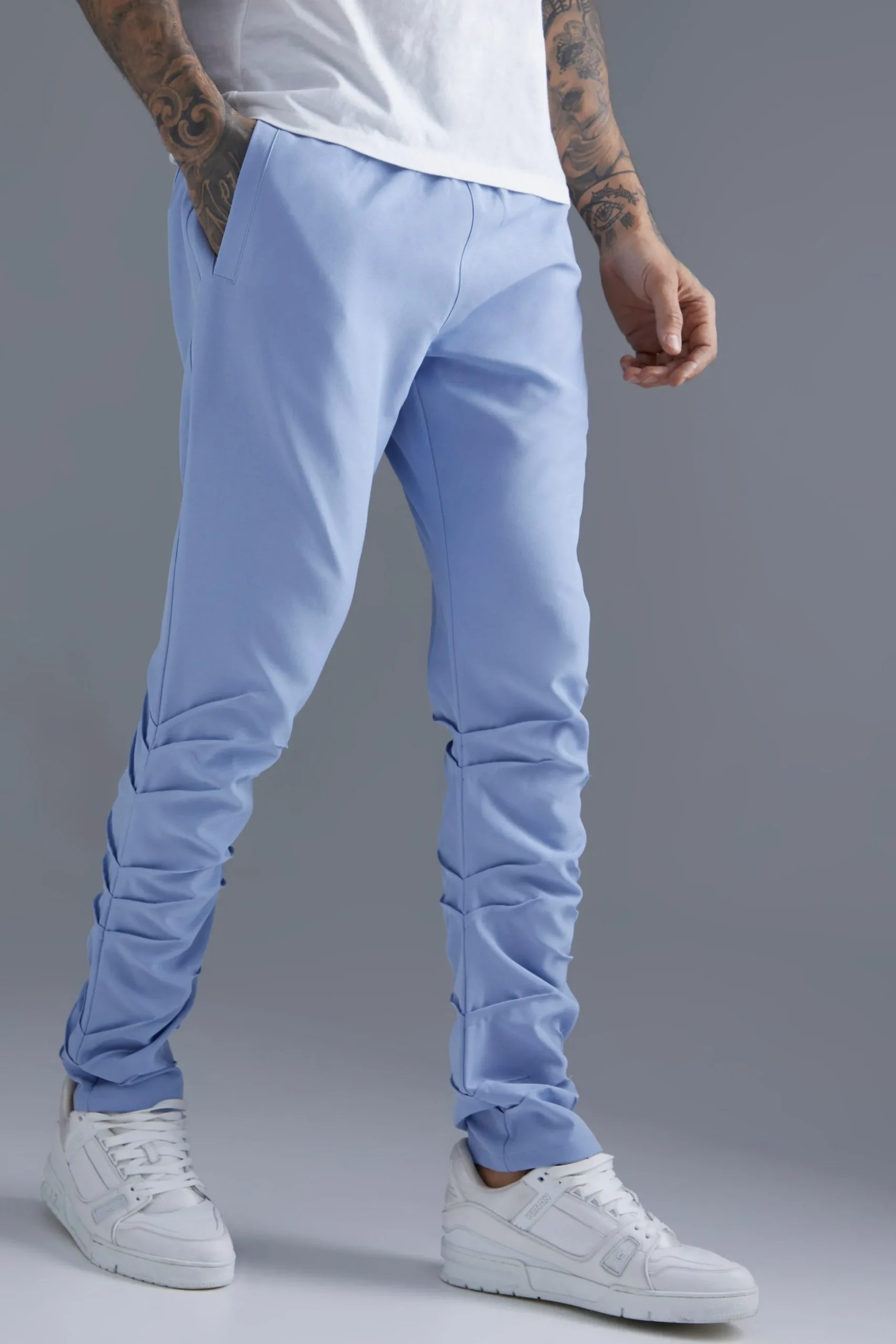 Stacked Leg Tailored Trouser | BoohooMAN UK