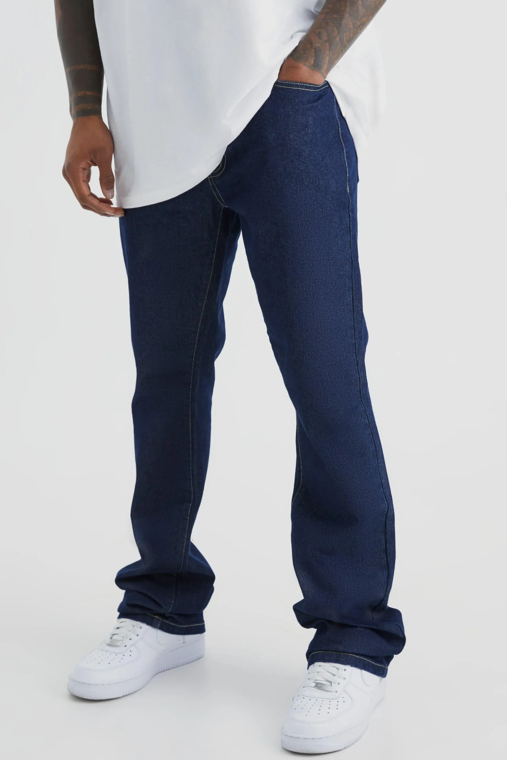 Stacked Rigid Flare Jean | BoohooMAN UK