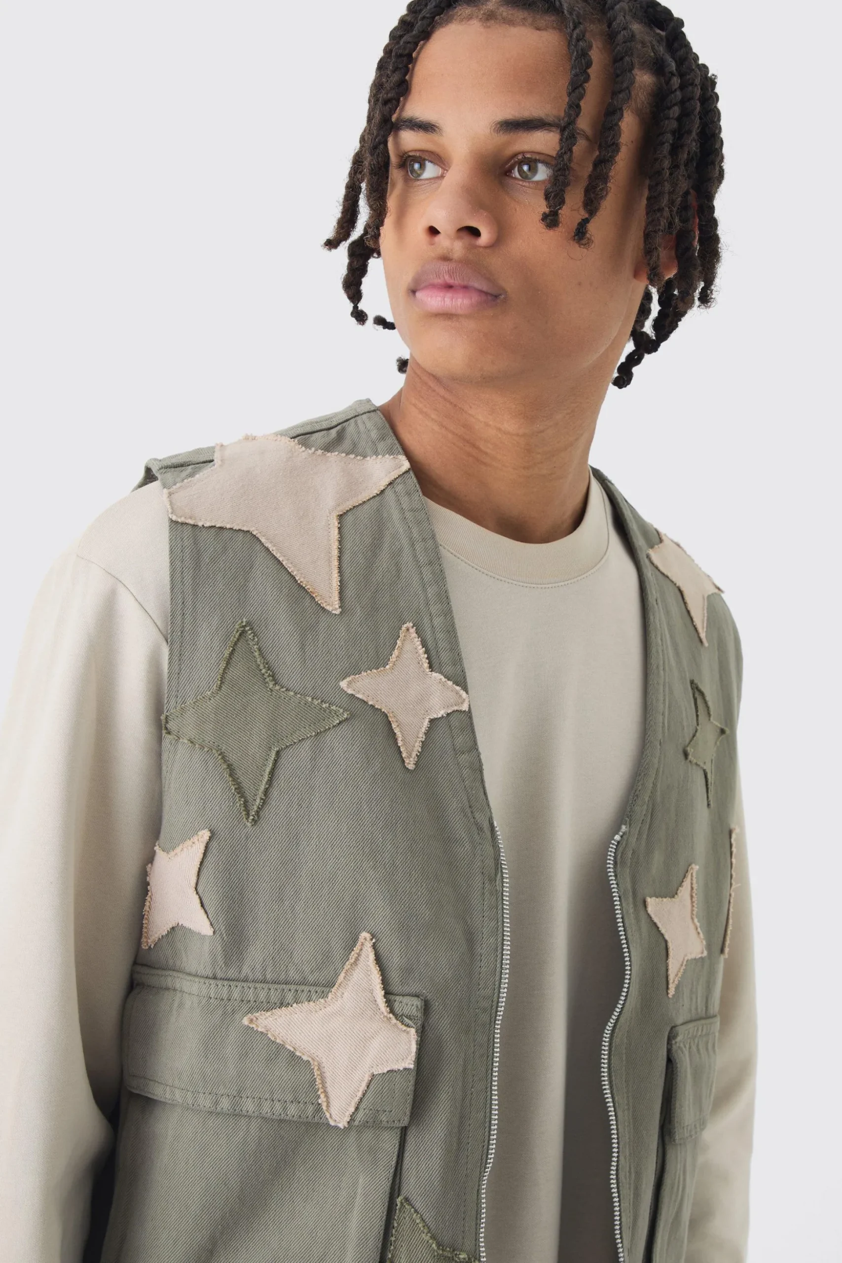 Star Patchwork Applique Set | BoohooMAN UK