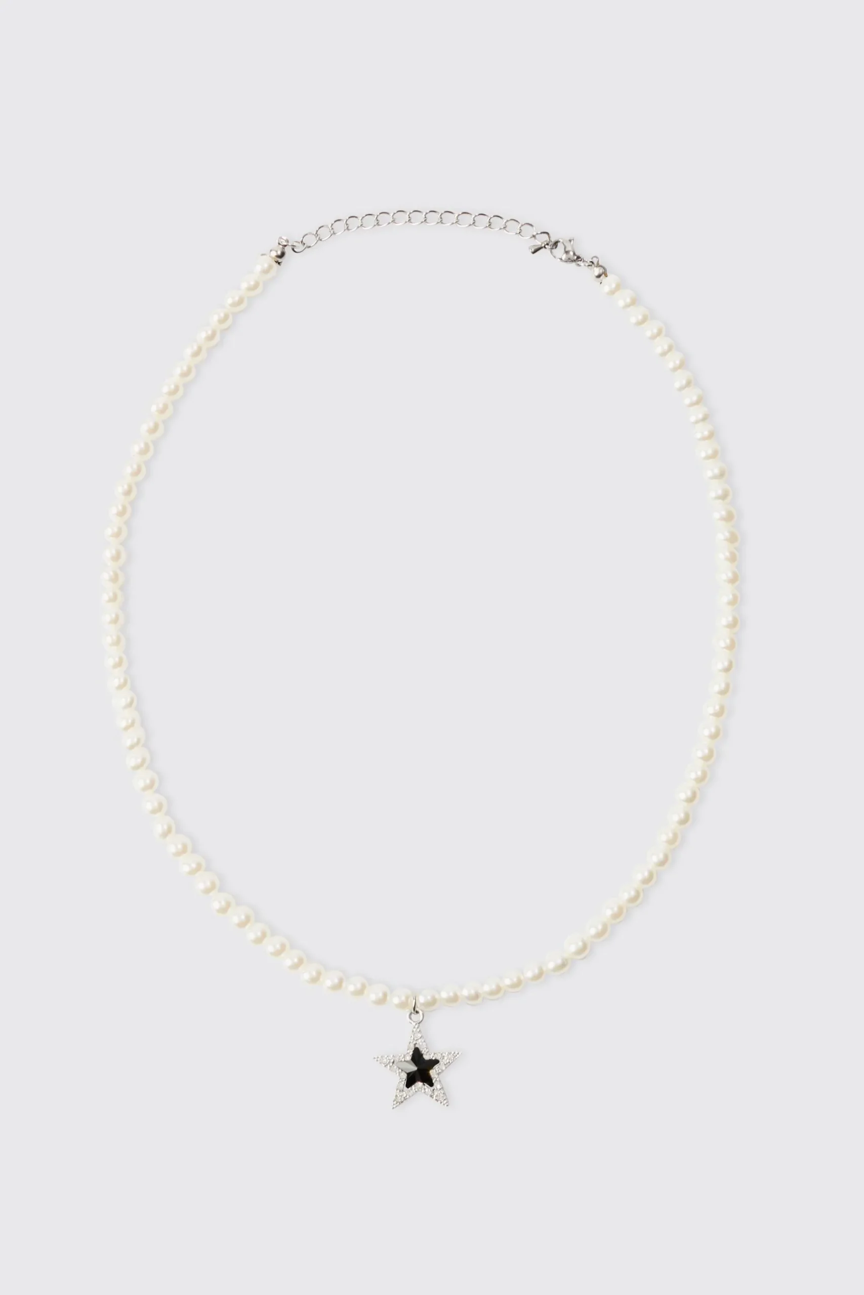 Star Pendant Pearl Necklace | BoohooMAN UK