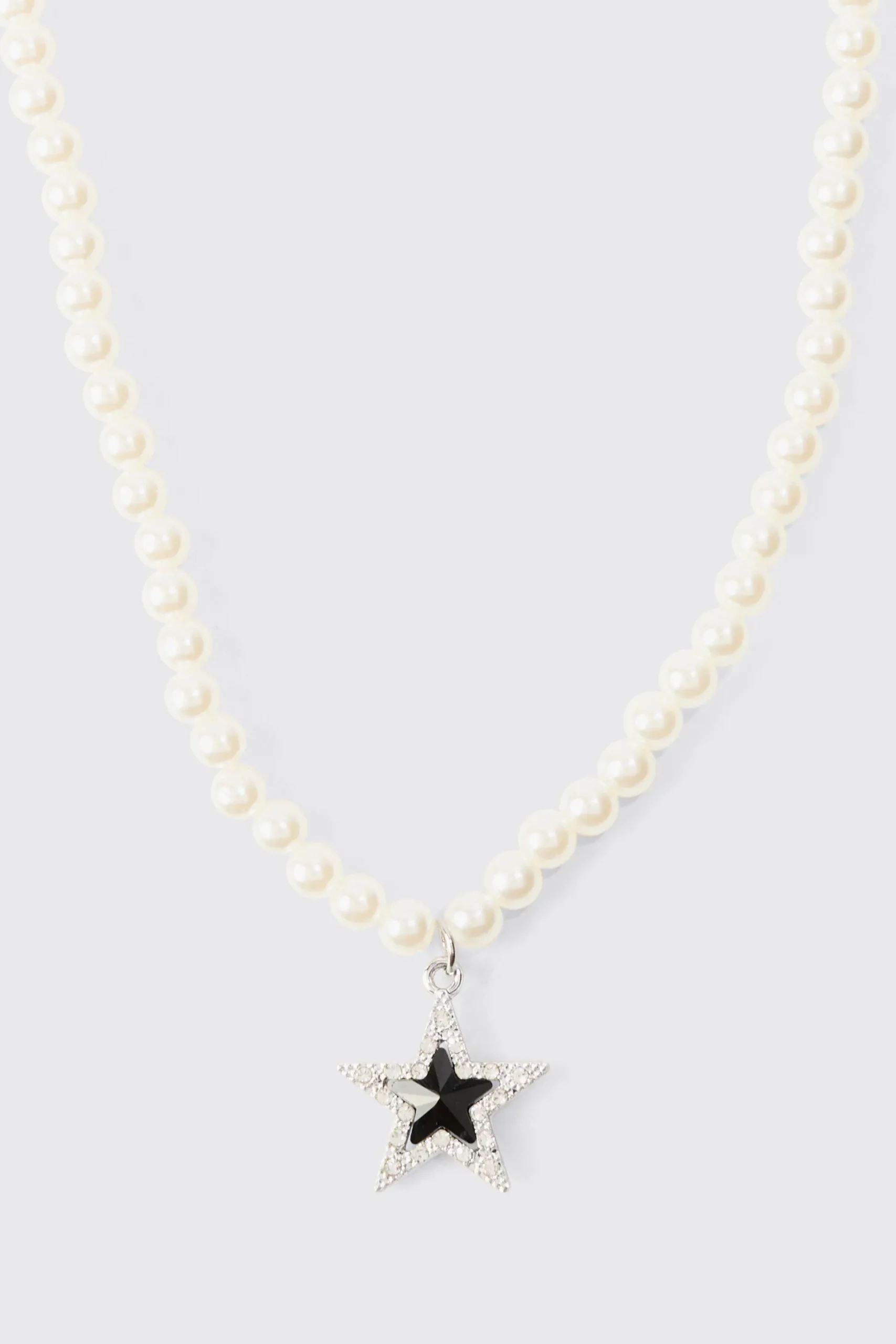 Star Pendant Pearl Necklace | BoohooMAN UK