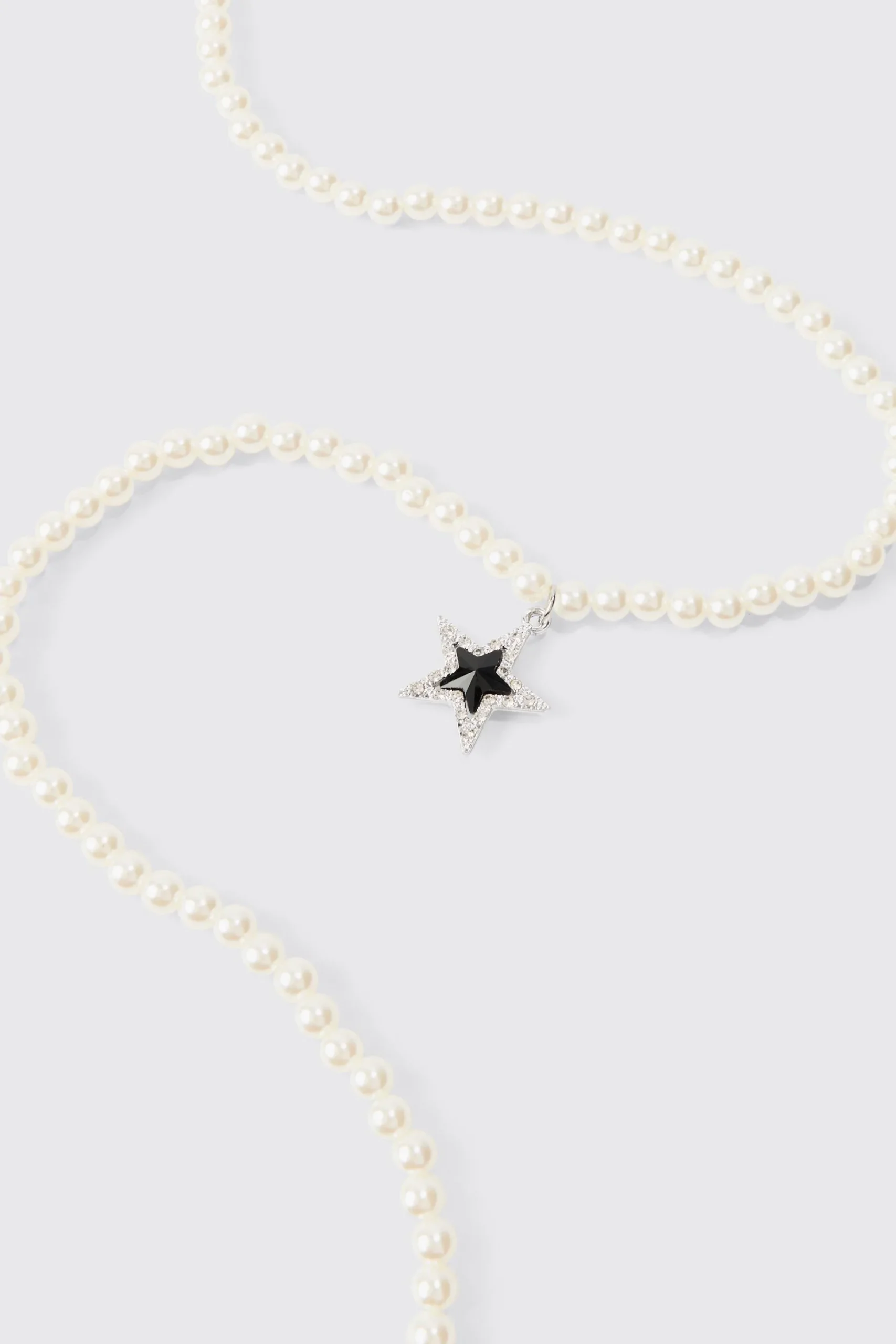 Star Pendant Pearl Necklace | BoohooMAN UK