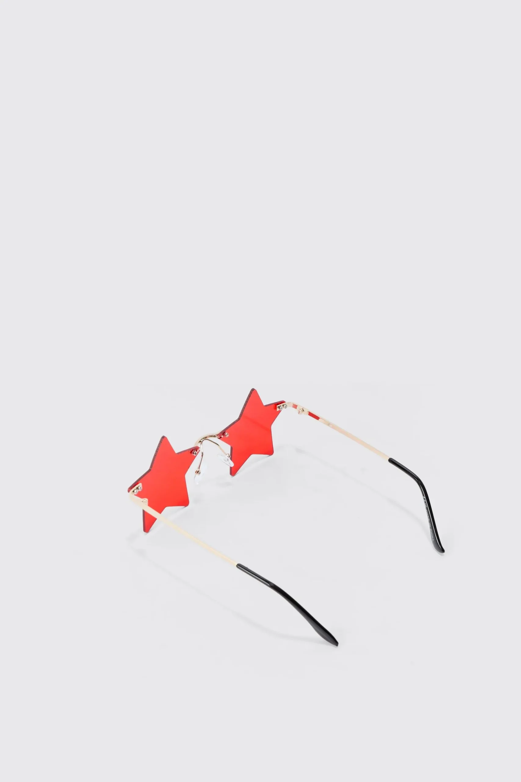 Star Rimless Sunglasses In Red | BoohooMAN UK