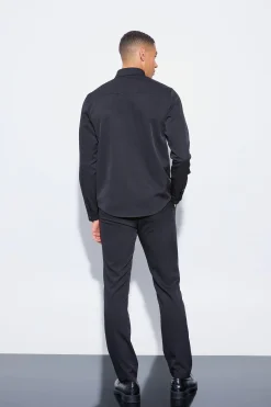 Straight Fixed Waist Tailored Trouser | BoohooMAN UK