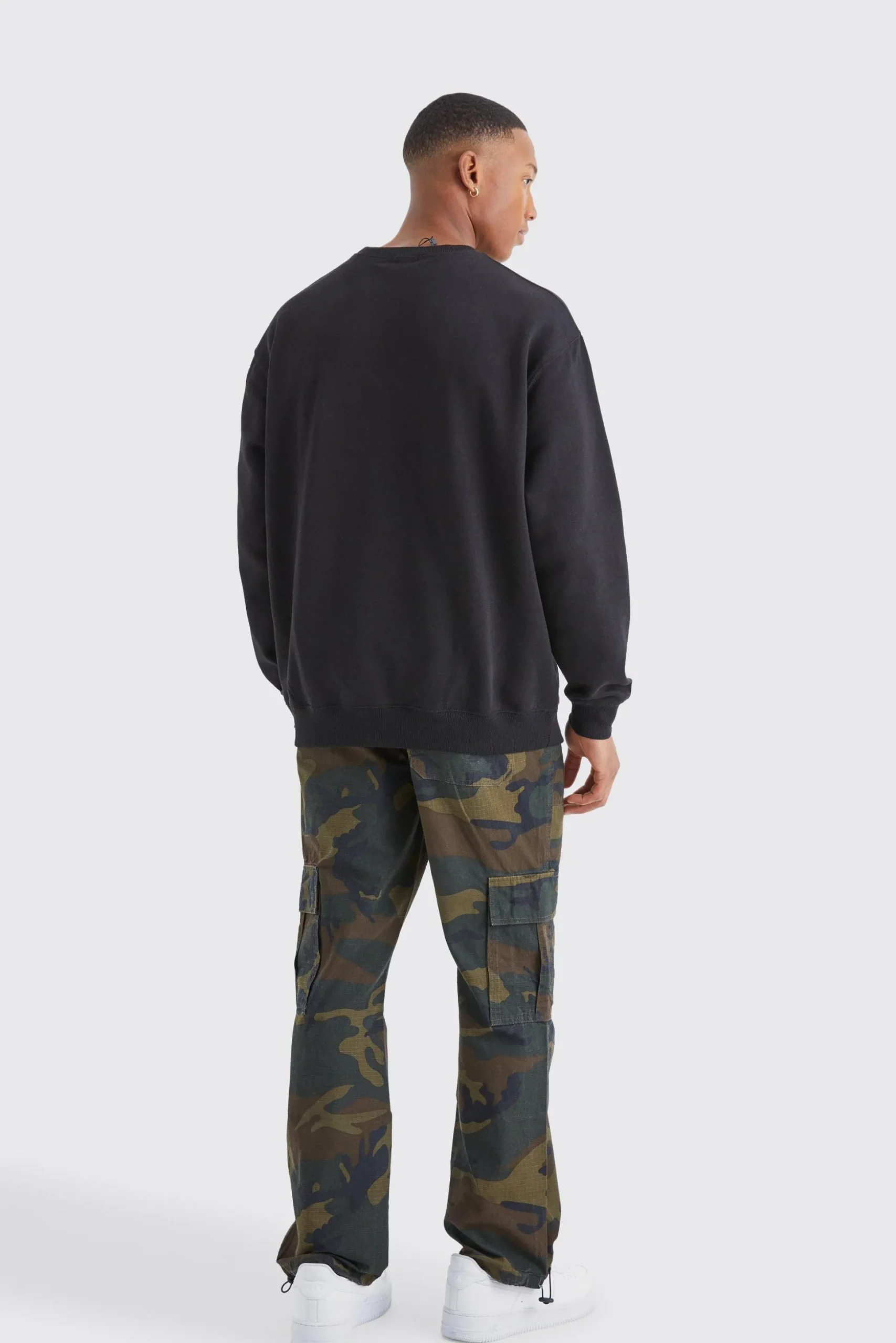 Straight Leg Camo Trouser | BoohooMAN UK