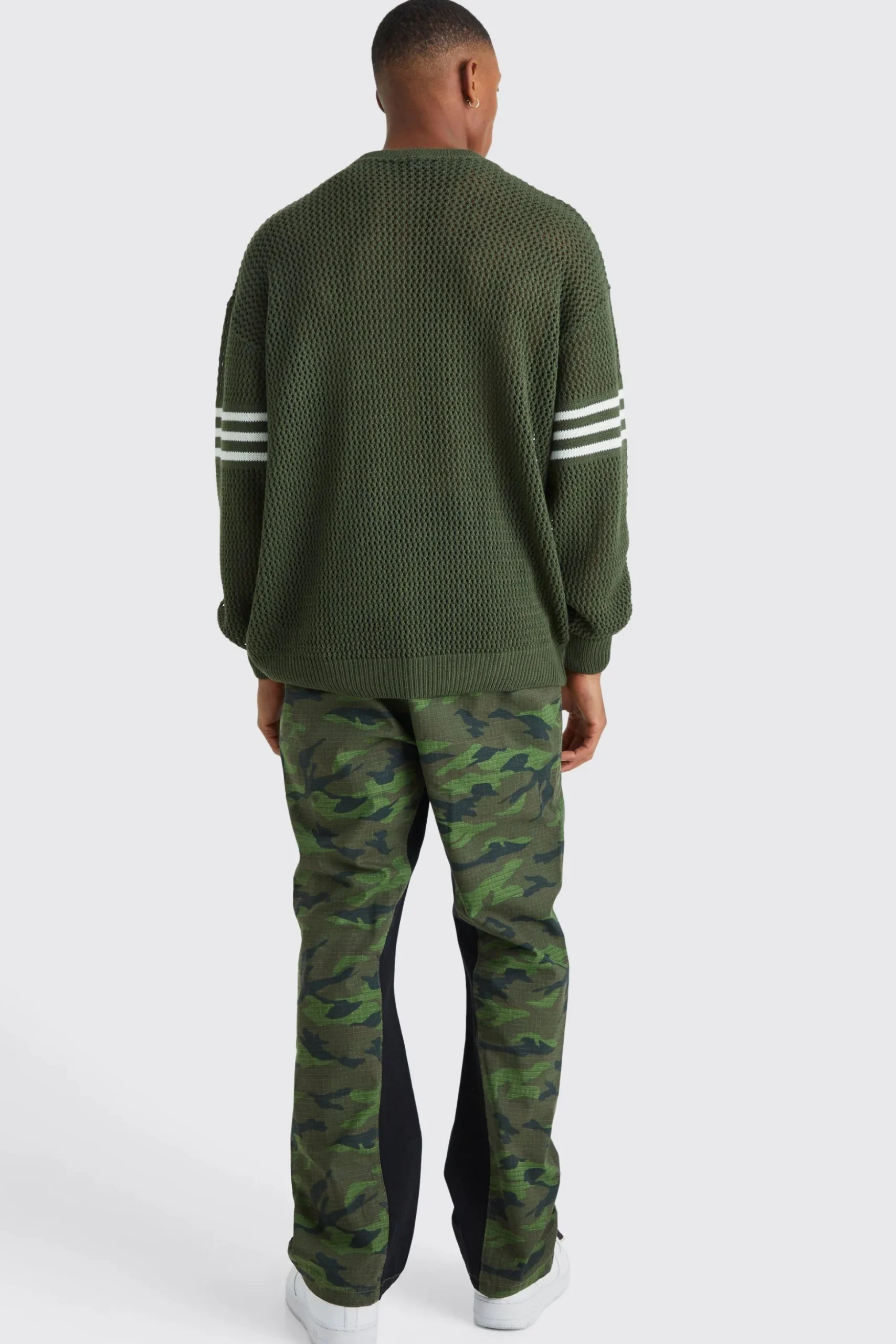 Straight Leg Colour Block Camo Trouser | BoohooMAN UK