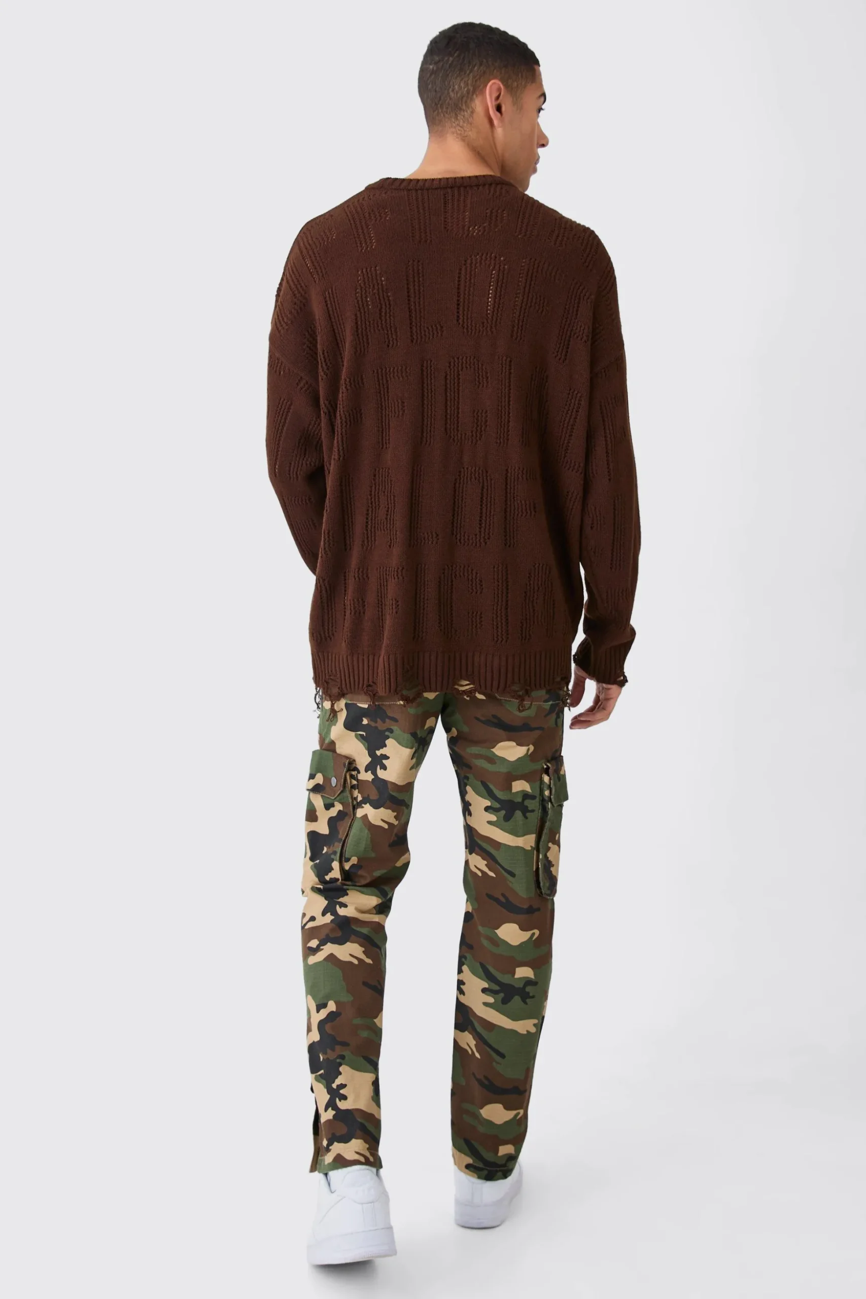 Straight Leg 3d Cargo Camo Ripstop Trouser | BoohooMAN UK