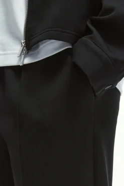 Straight Leg Pintuck Scuba Trouser | BoohooMAN UK