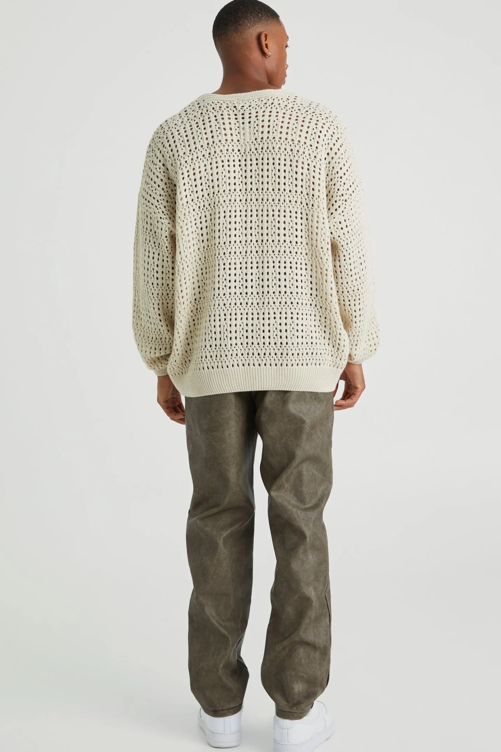 Straight Leg Popper Hem Pu Trouser | BoohooMAN UK