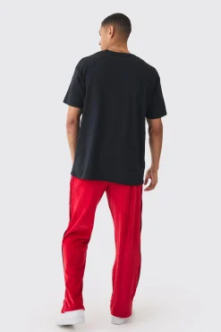Straight Leg Varsity Velour Jogger | BoohooMAN UK