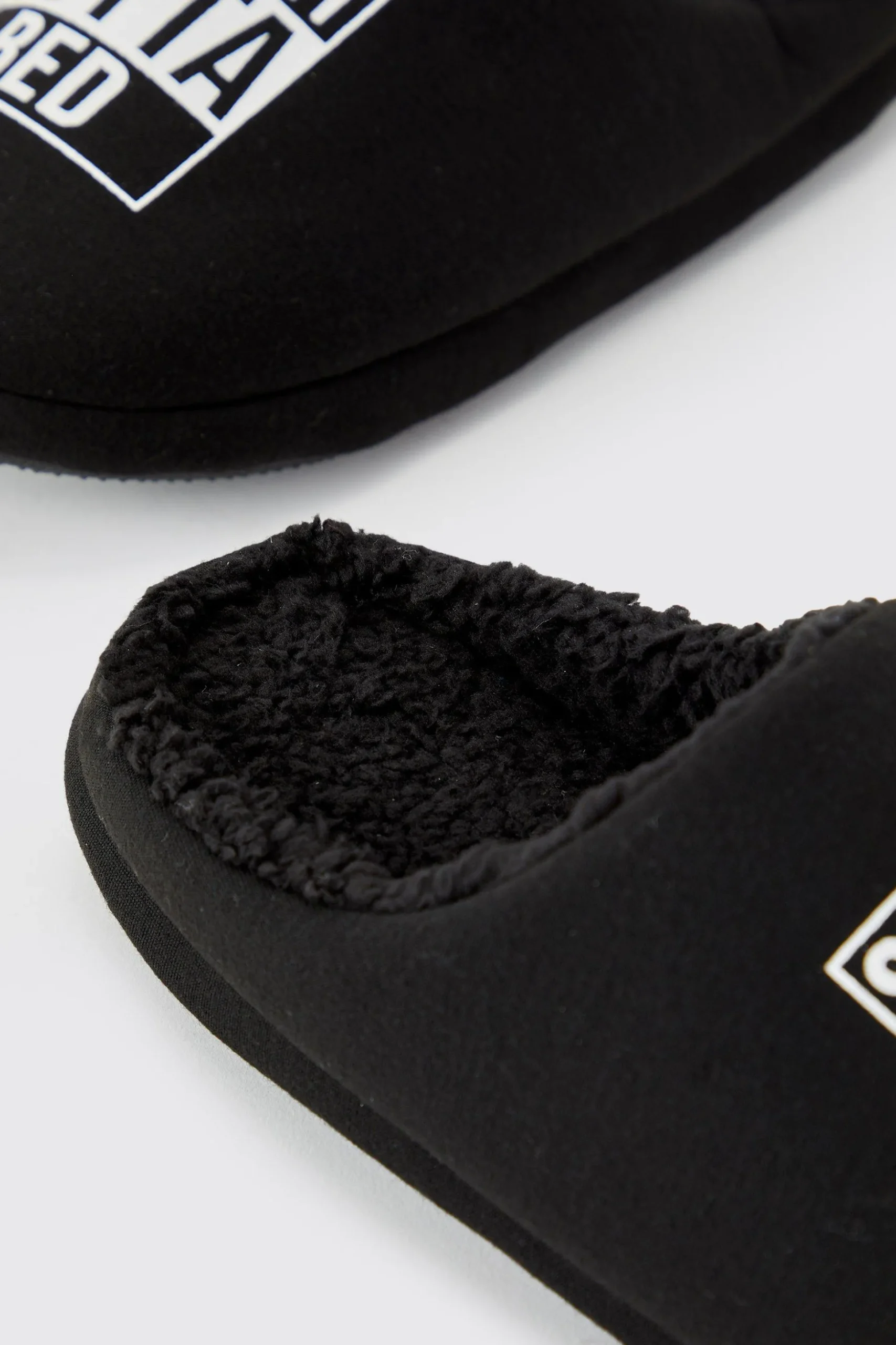 Straight Outta Bed Print Slippers | BoohooMAN UK