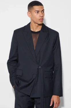 Strap Detail Oversized Blazer | BoohooMAN UK