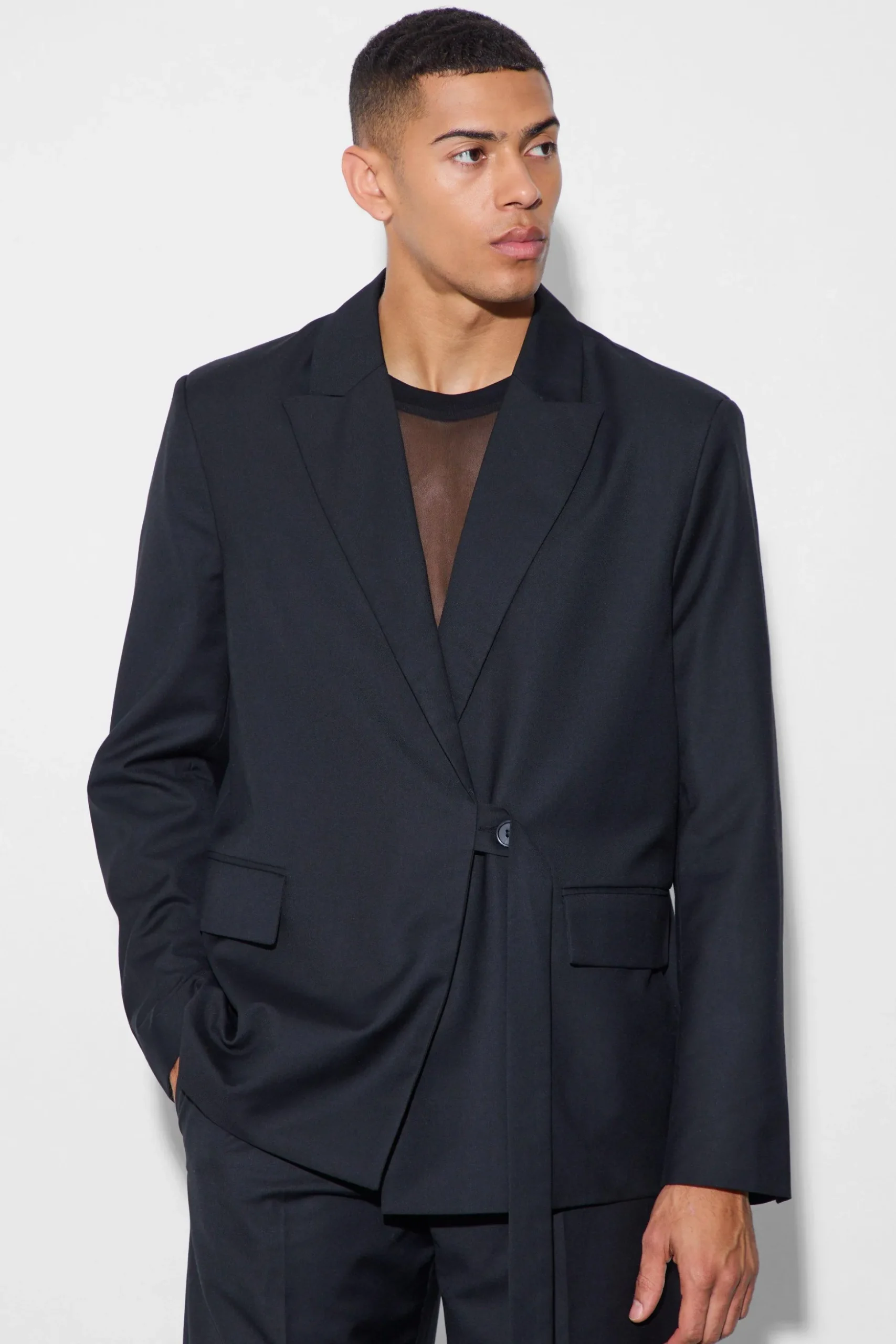 Strap Detail Oversized Suit | BoohooMAN UK