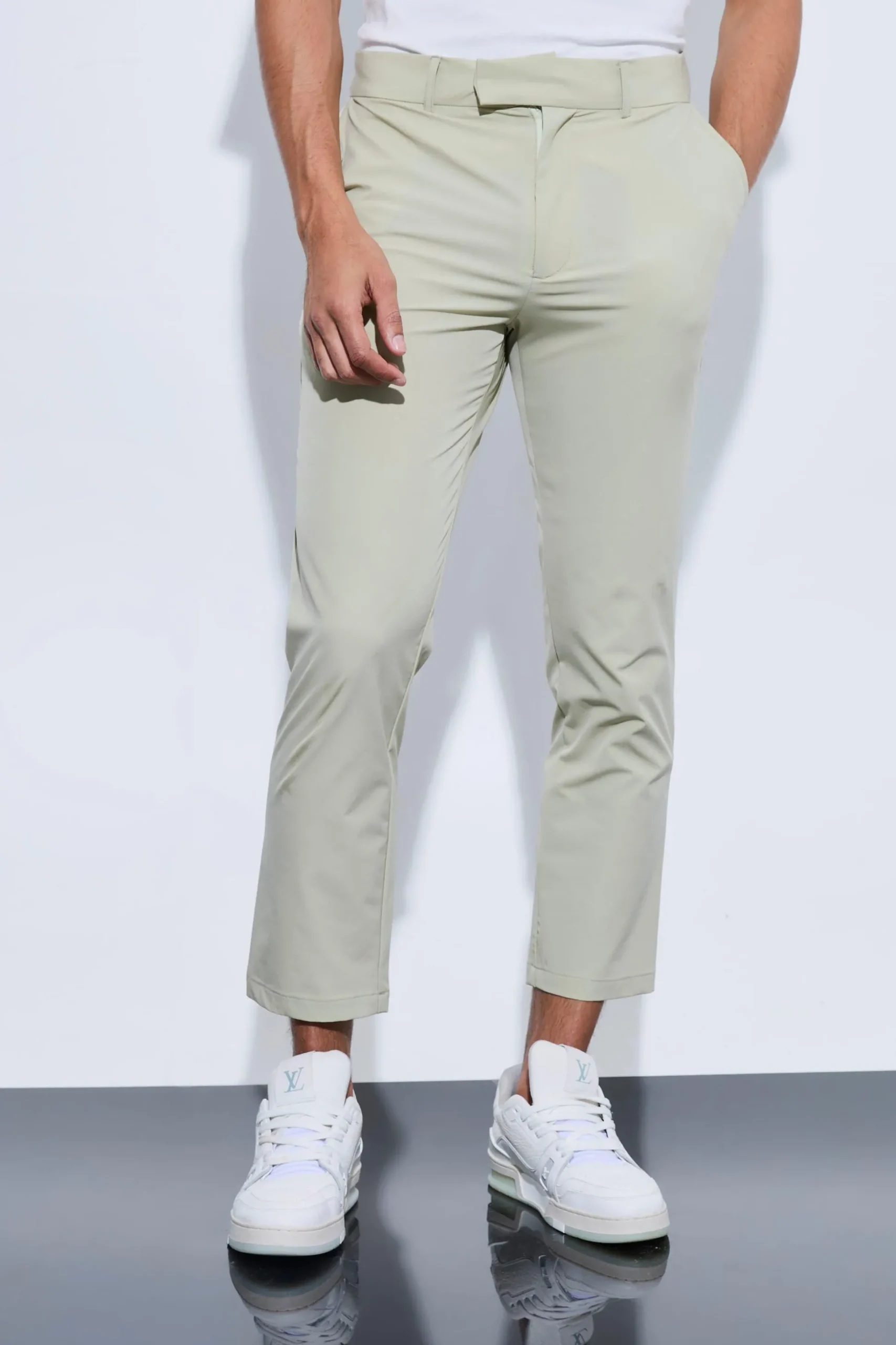 Stretch Tailored Cropped Trousers | BoohooMAN UK
