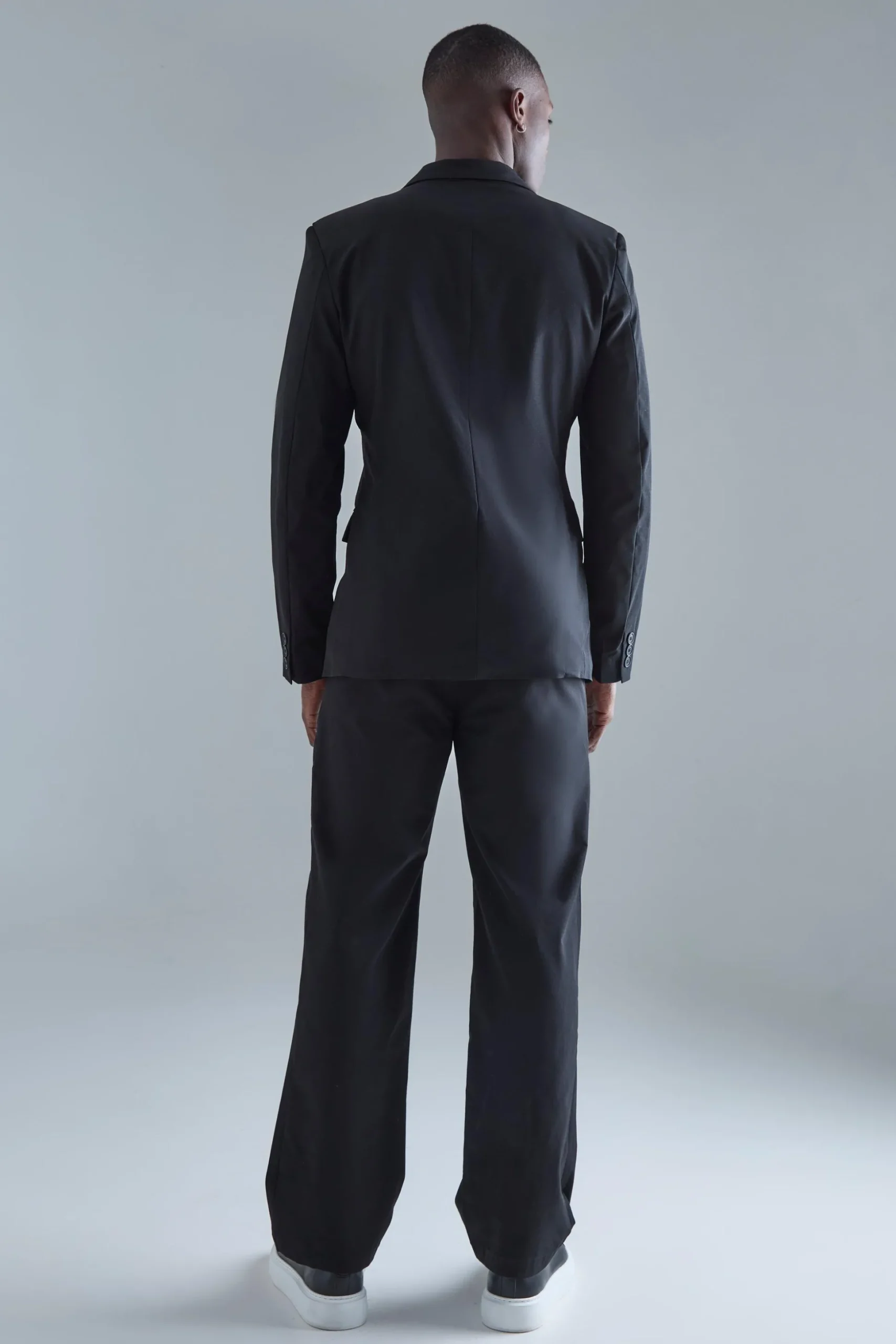 Stretch Tailored Straight Fit Trousers | BoohooMAN UK