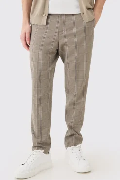 Stretch Textured Check Smart Suit Set | BoohooMAN UK