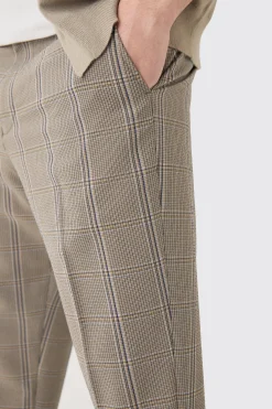 Stretch Textured Check Smart Suit Set | BoohooMAN UK