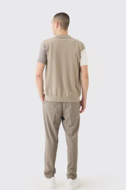 Stretch Textured Check Tailored Trousers | BoohooMAN UK