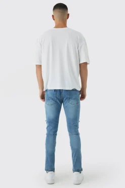 Super Skinny Biker Zip Detail Jeans | BoohooMAN UK