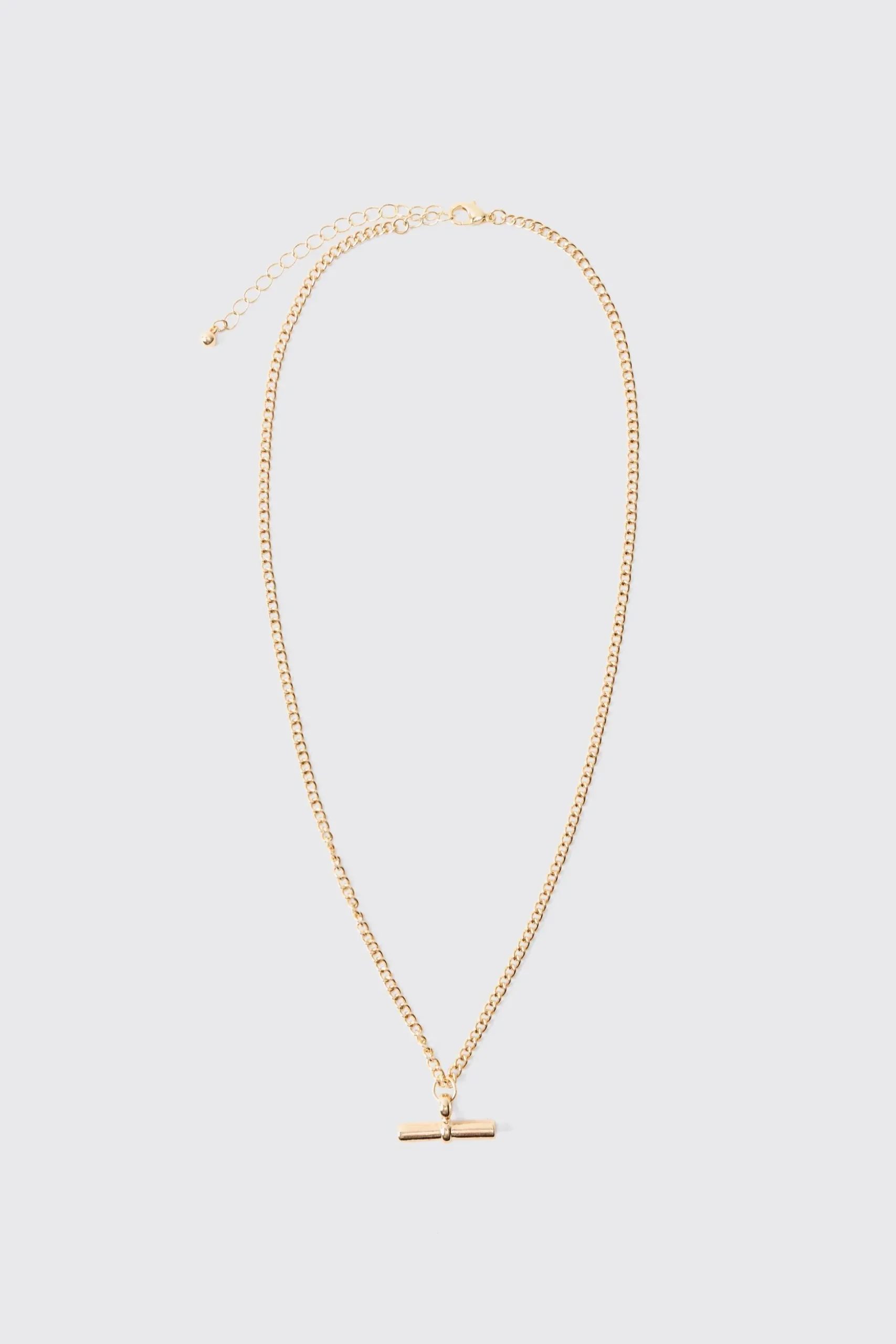 T Bar Pendant Necklace In Gold | BoohooMAN UK