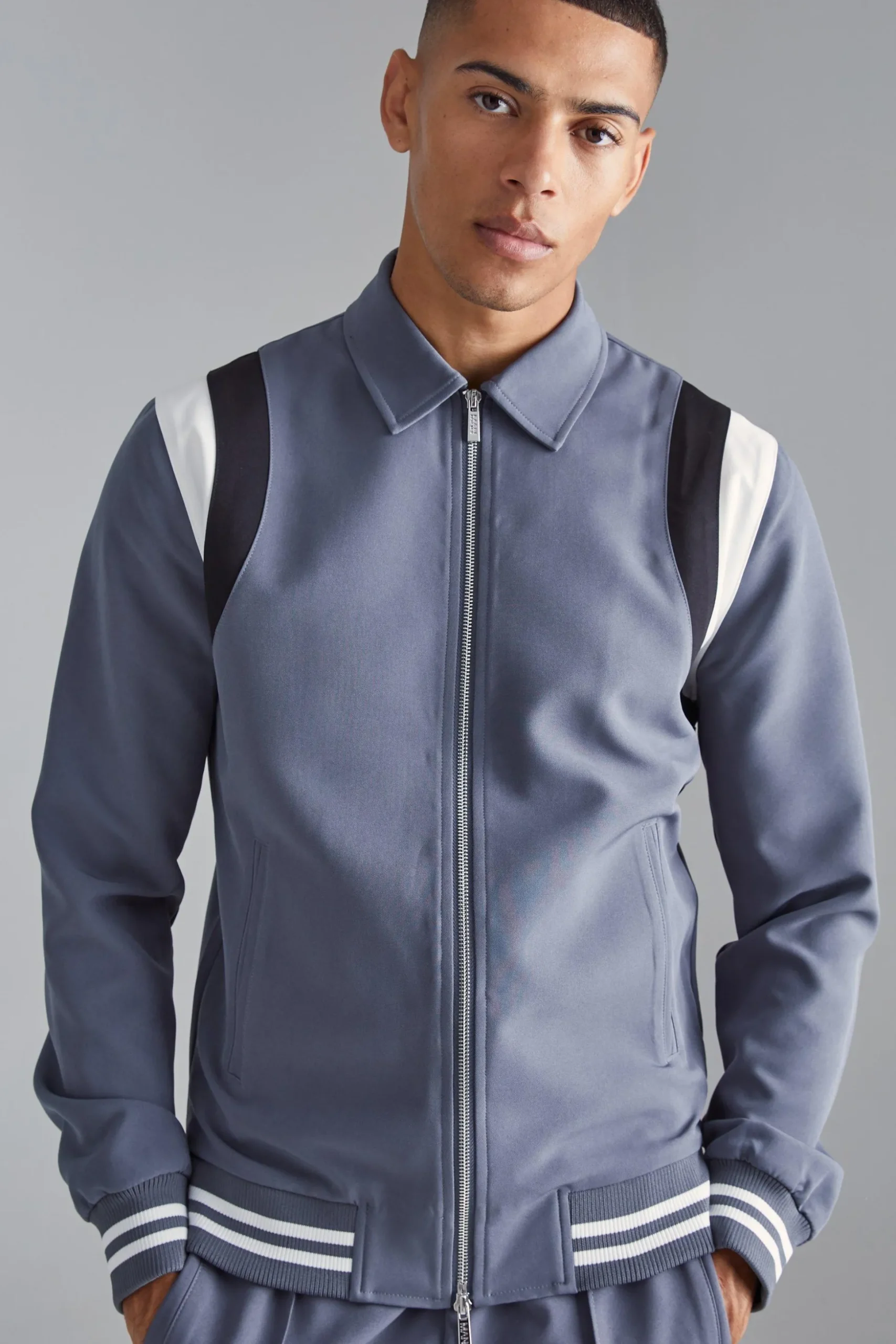 Tailored Collared Varsity Bomber Jacket | BoohooMAN UK
