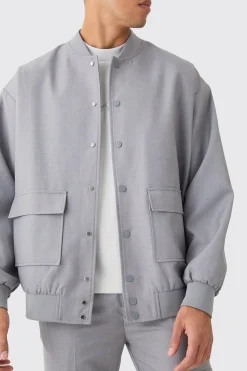 Tailored Oversized Bomber Jacket | BoohooMAN UK