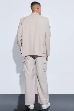 Tailored Zip Off Cargo Hybrid Trousers | BoohooMAN UK