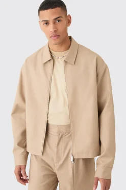 Tailored Zip Up Boxy Fit Harrington Jacket | BoohooMAN UK