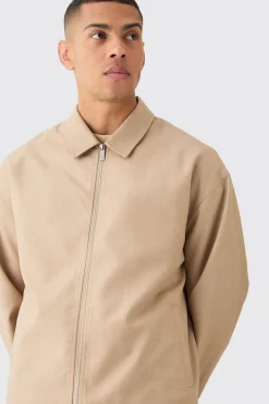 Tailored Zip Up Boxy Fit Harrington Jacket | BoohooMAN UK
