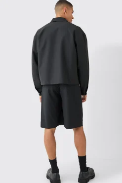 Tailored Zip Up Boxy Fit Harrington Suit | BoohooMAN UK