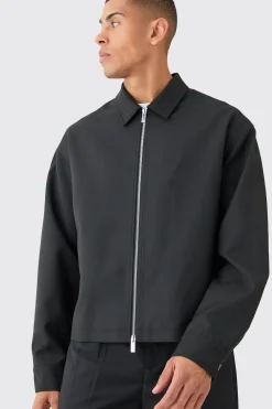 Tailored Zip Up Boxy Fit Harrington Suit | BoohooMAN UK