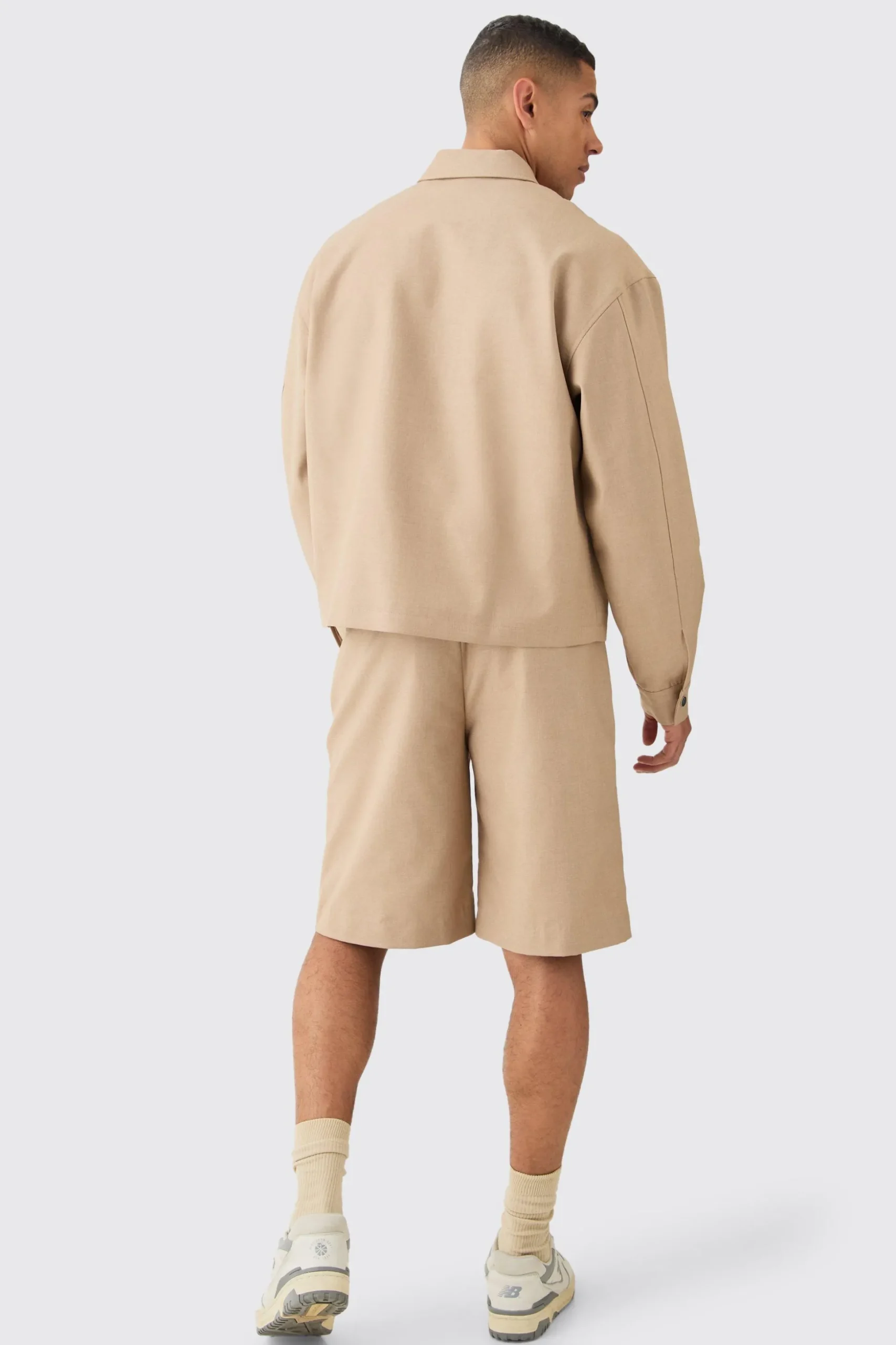 Tailored Zip Up Boxy Fit Harrington Smart Set | BoohooMAN UK