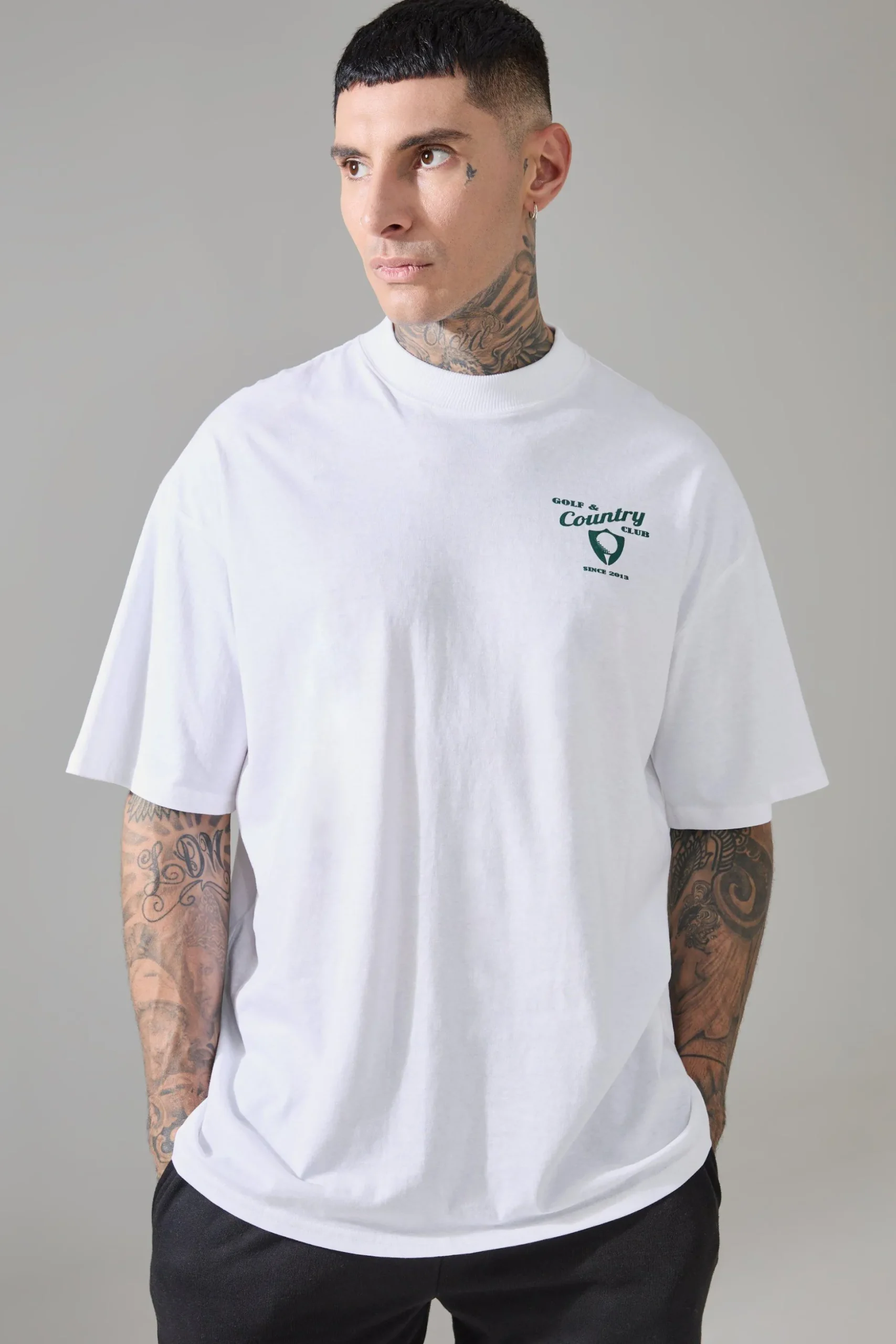 Tall Active Golf Country Club Oversized Extended Neck T-shirt | BoohooMAN UK