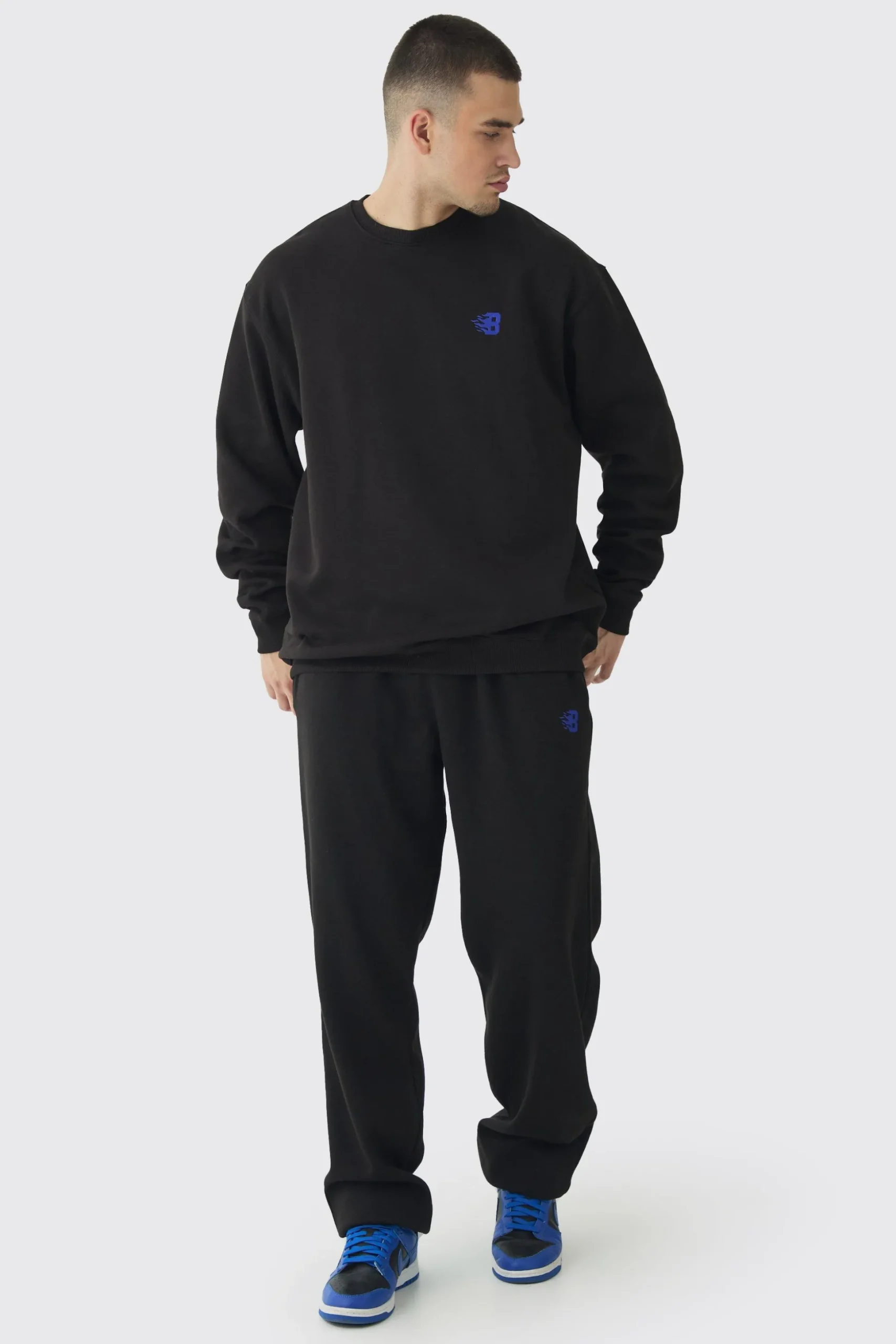 Tall B Embroidered Sweat Tracksuit | BoohooMAN UK