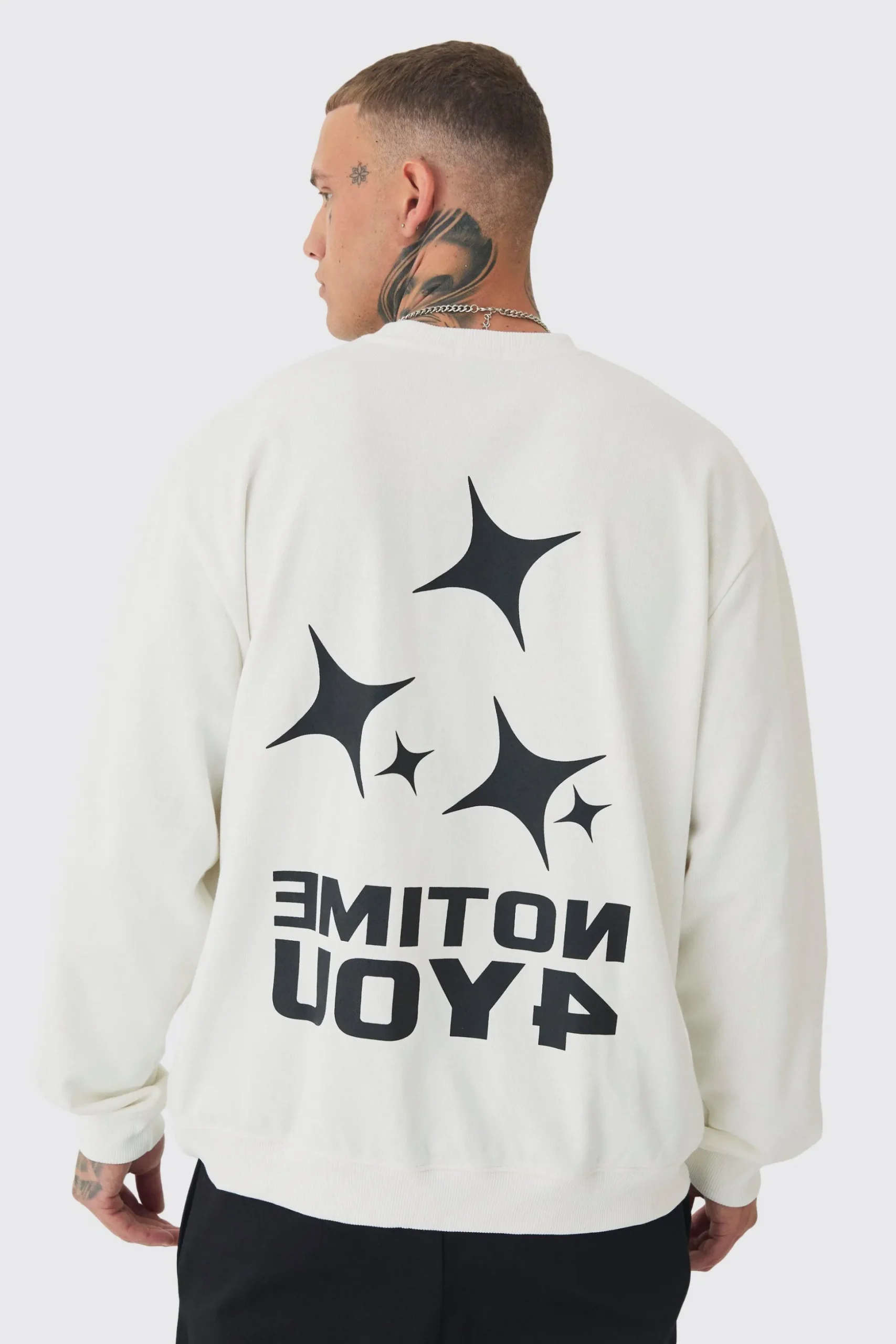 Tall Back Print Oversized Sweat | BoohooMAN UK