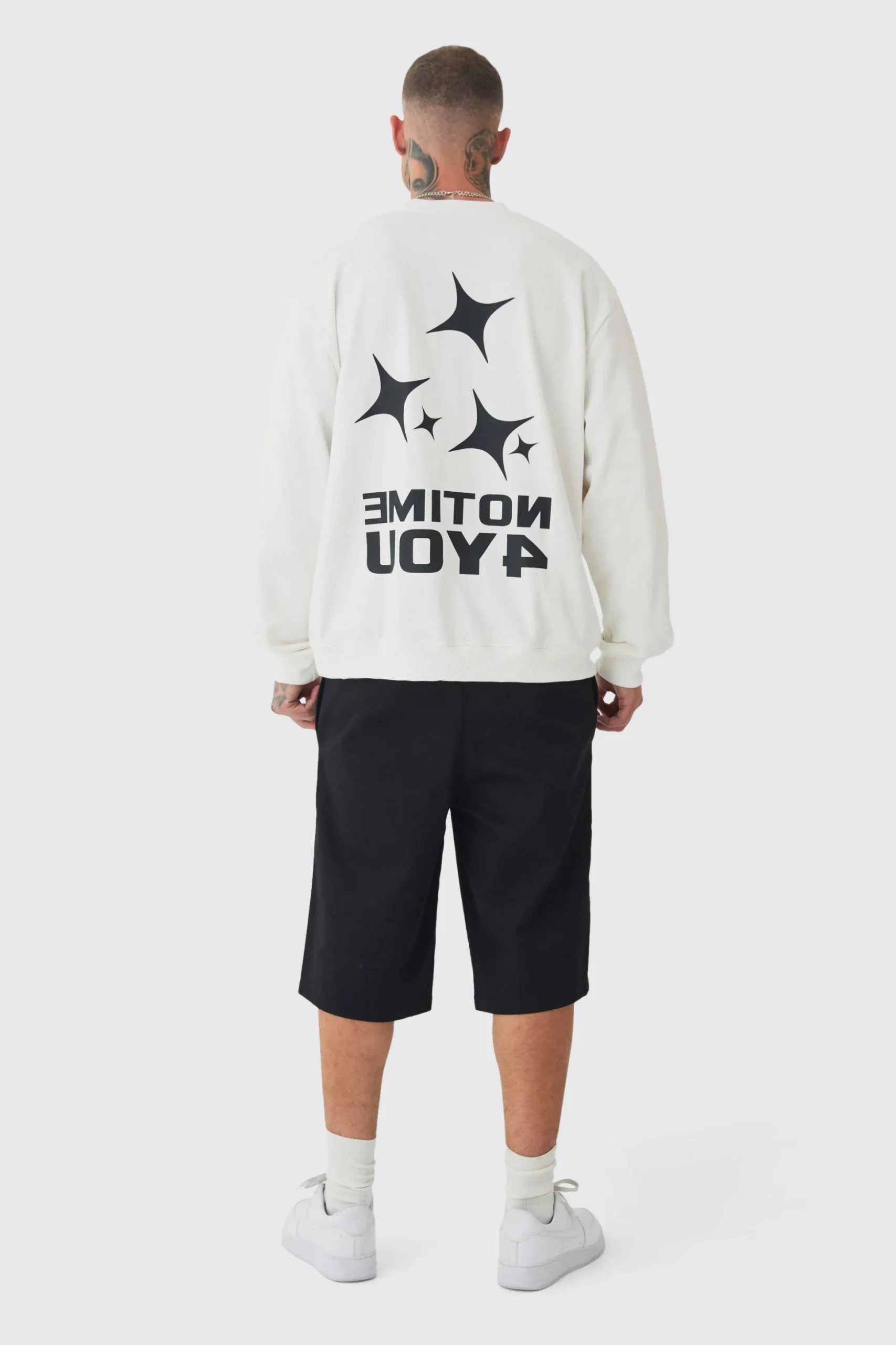 Tall Back Print Oversized Sweat | BoohooMAN UK