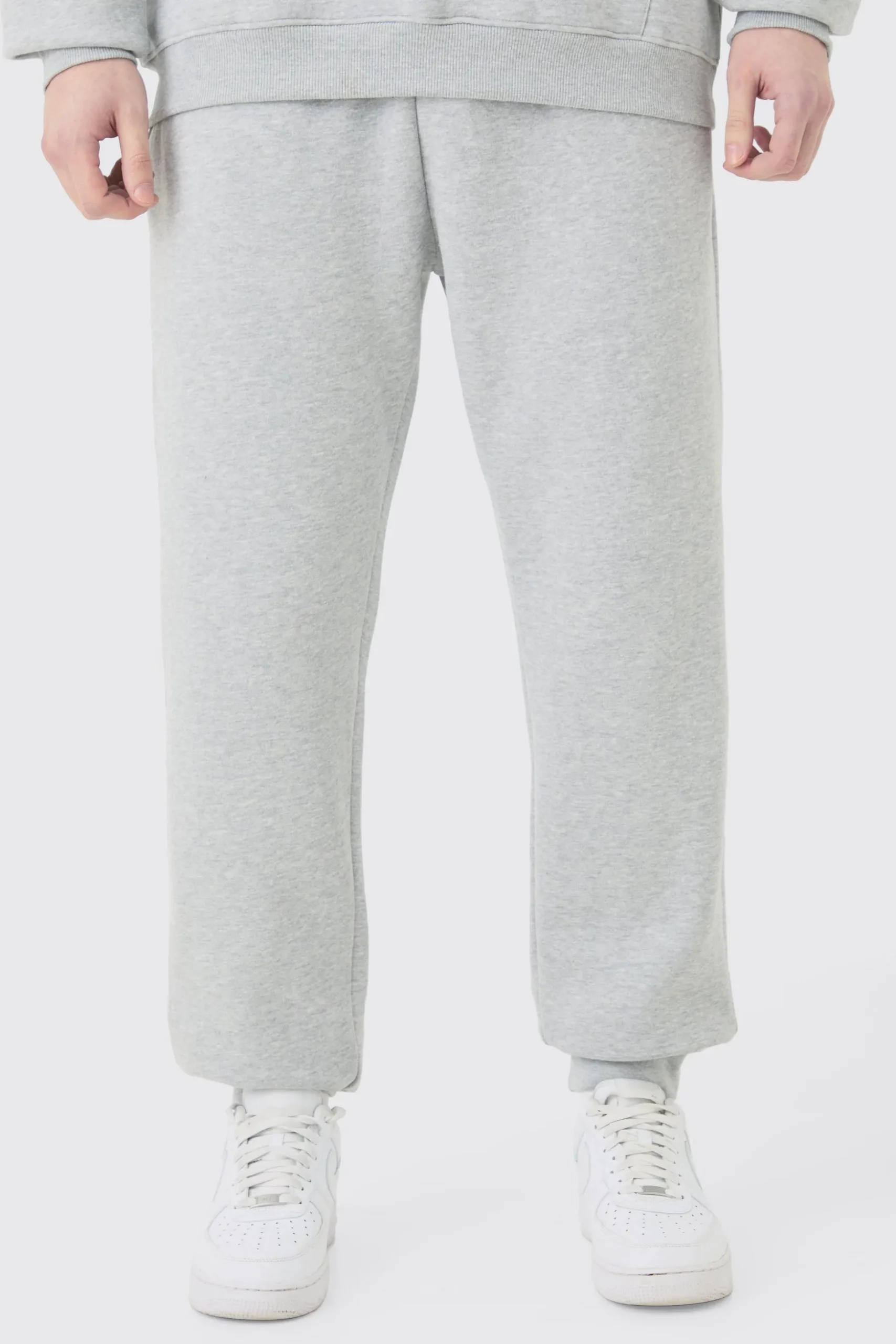 Tall Basic Jogger In Grey Marl | BoohooMAN UK