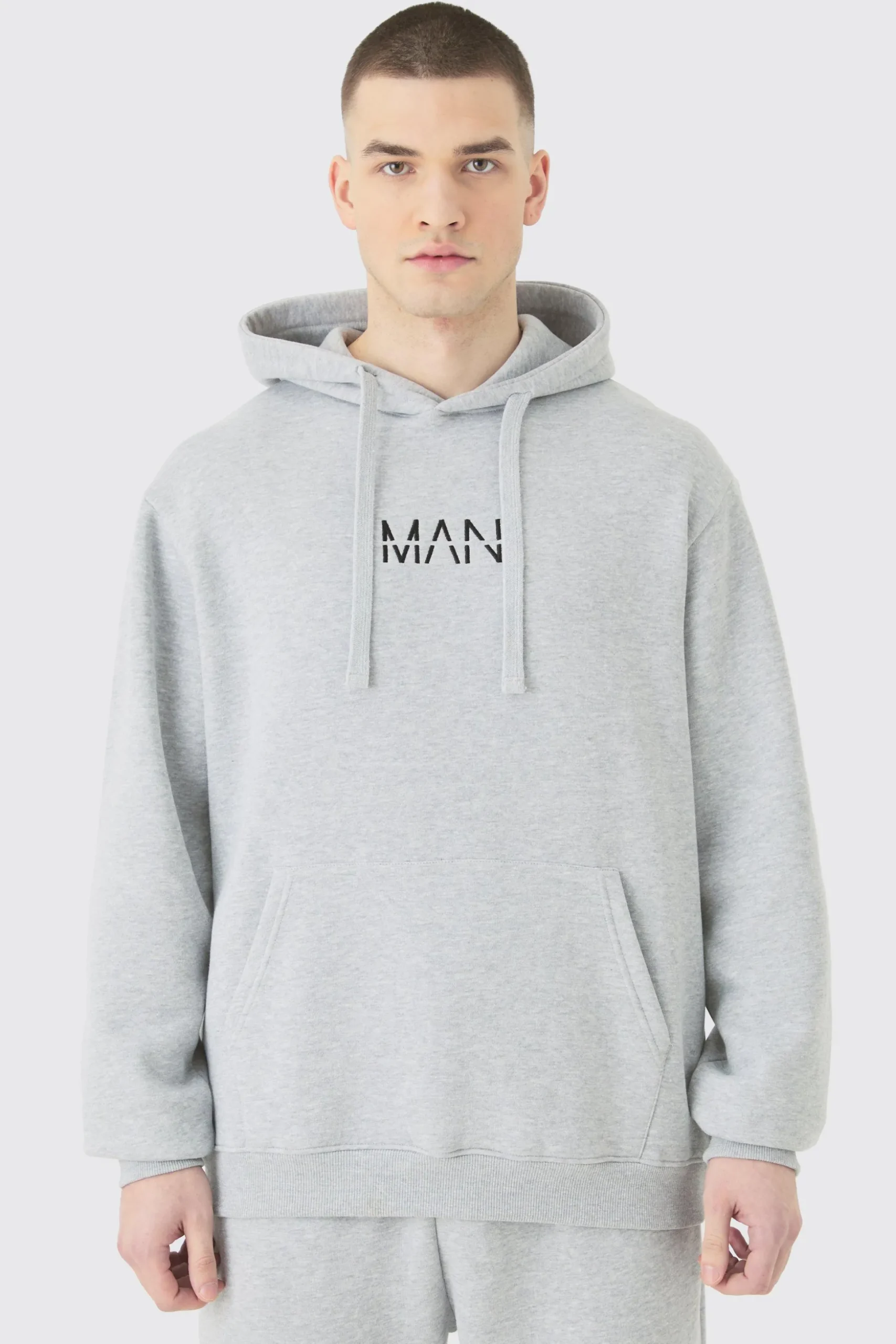 Tall Basic Man Dash Hoodie In Grey Marl | BoohooMAN UK