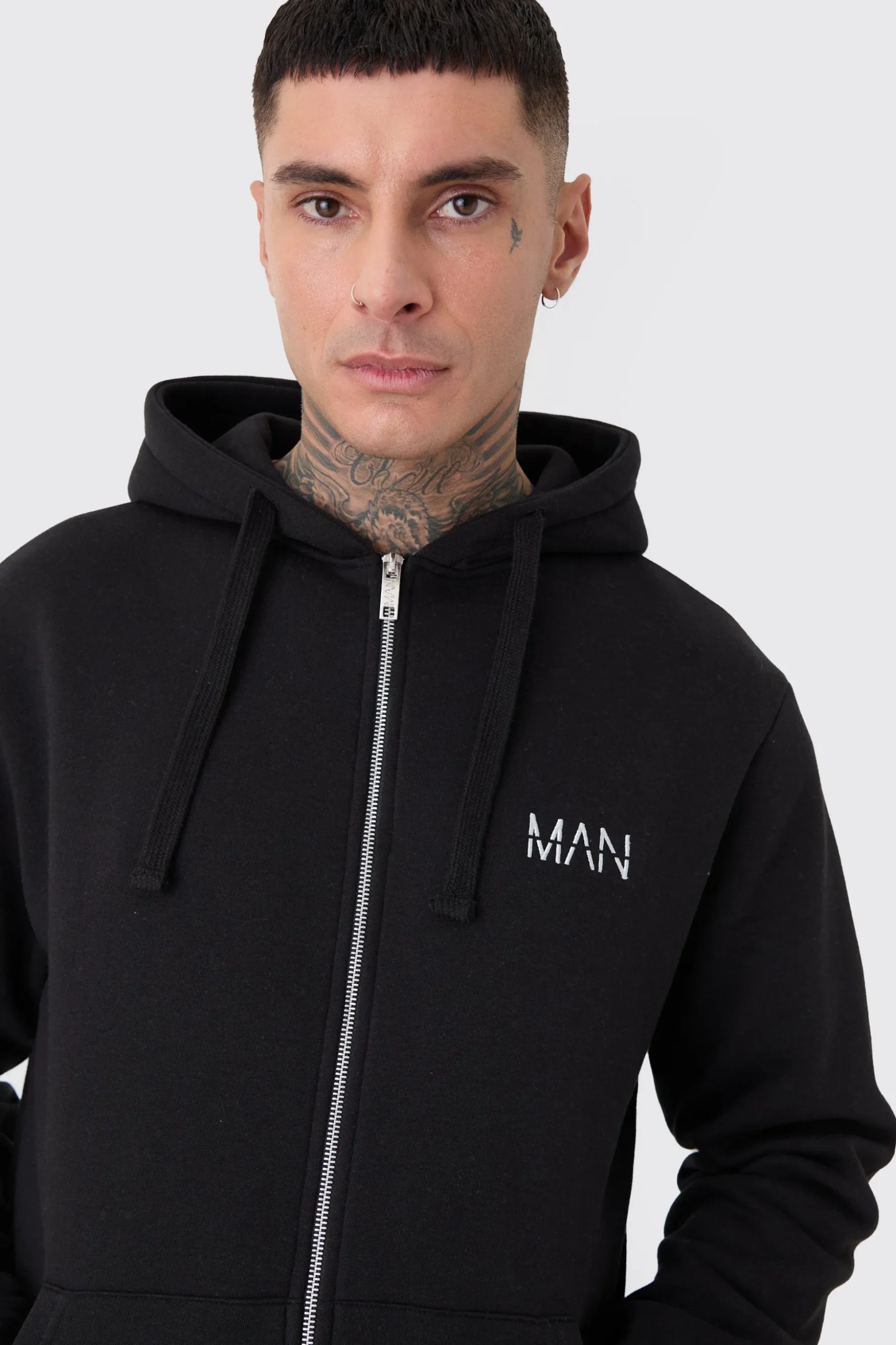 Tall Basic Man Dash Zip Through Hoodie In Black | BoohooMAN UK