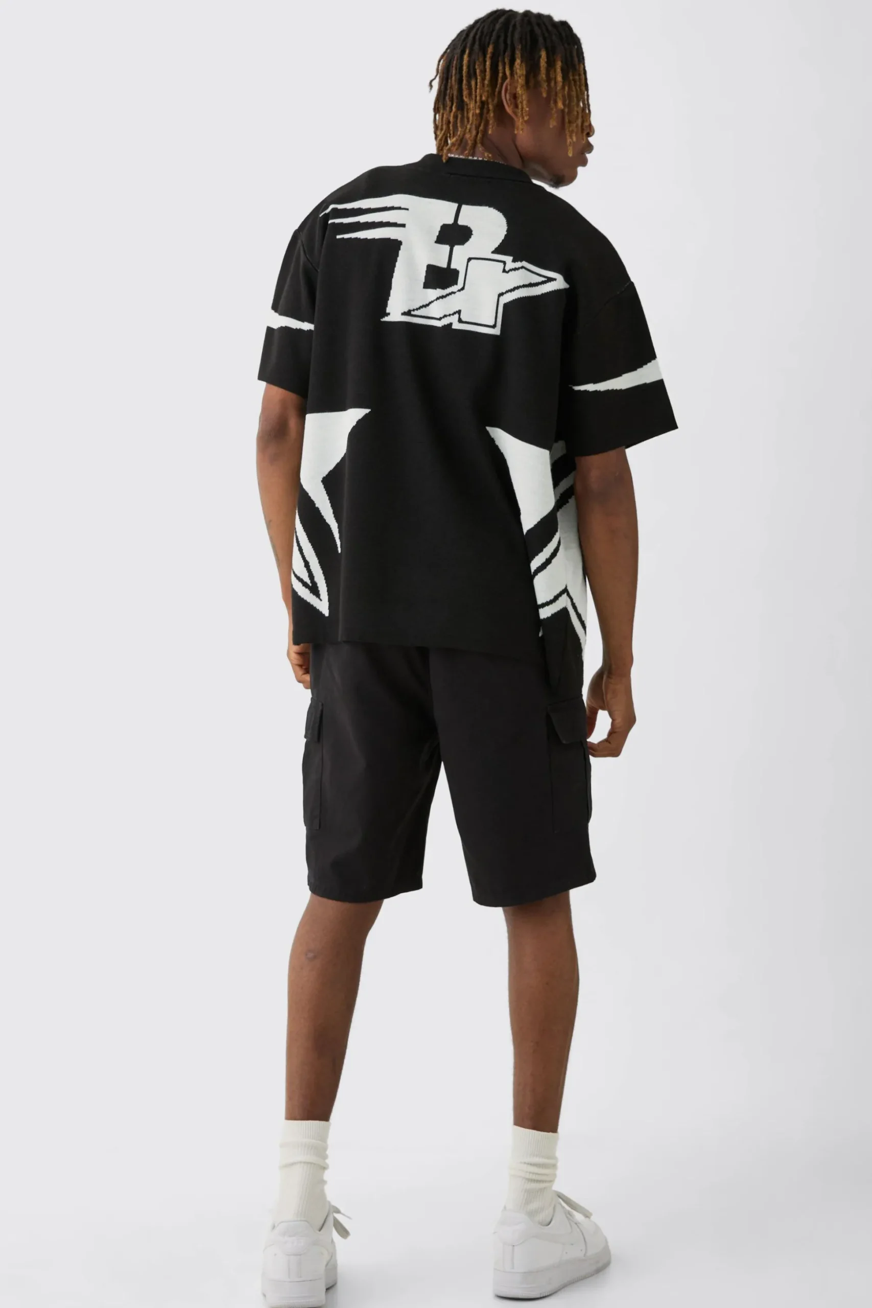 Tall Boxy Fit Knitted Moto Shirt | BoohooMAN UK