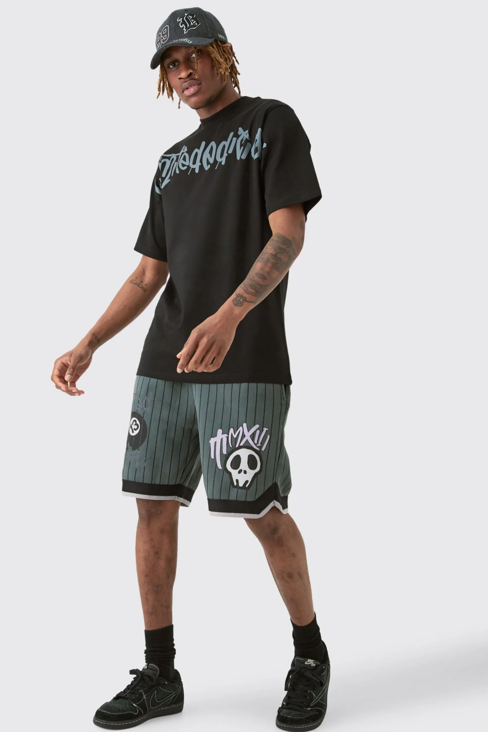 Tall Boxy Limited Basketball Tee & Short Set | BoohooMAN UK