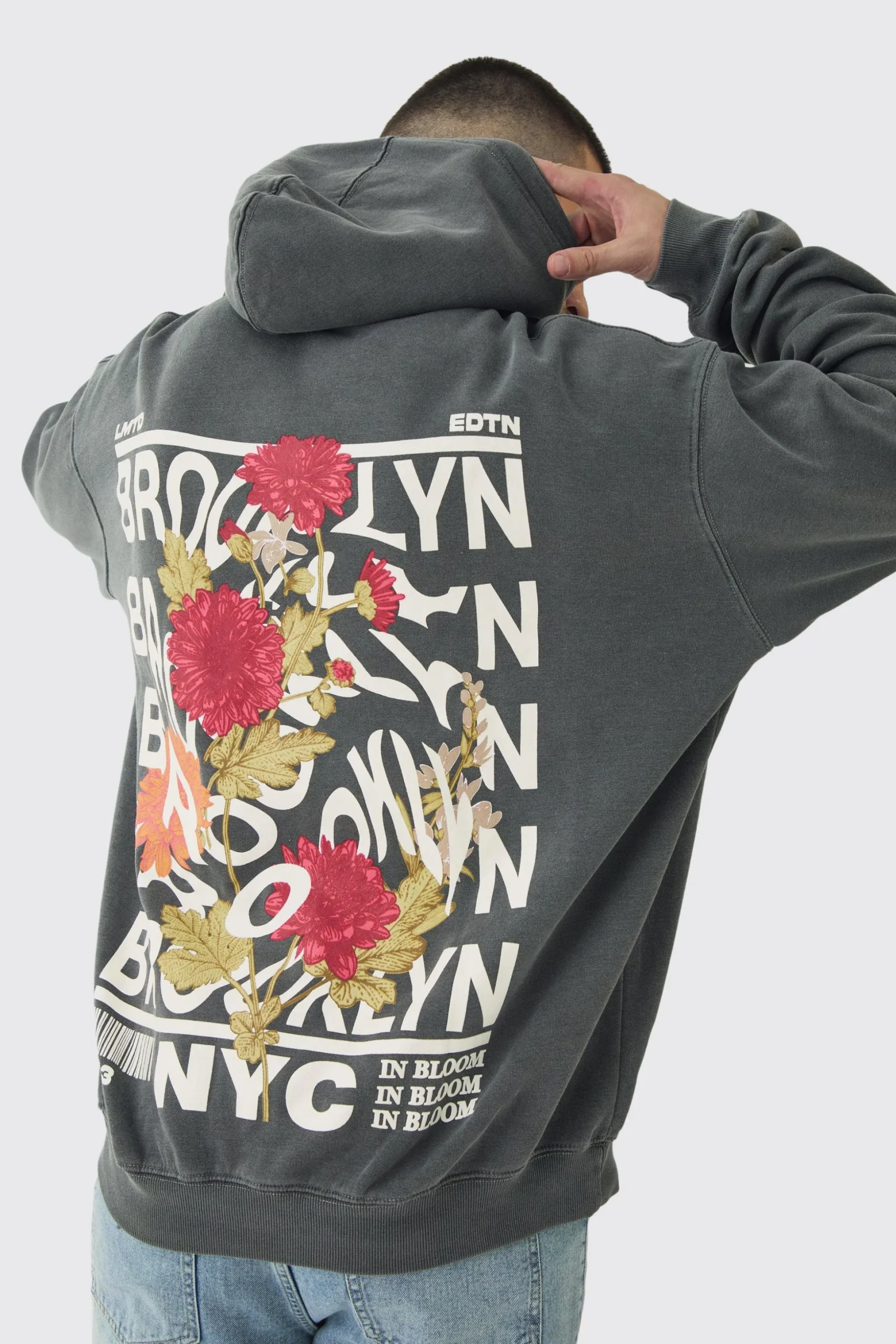 Tall Brooklyn Oversized Graphic Hoodie | BoohooMAN UK