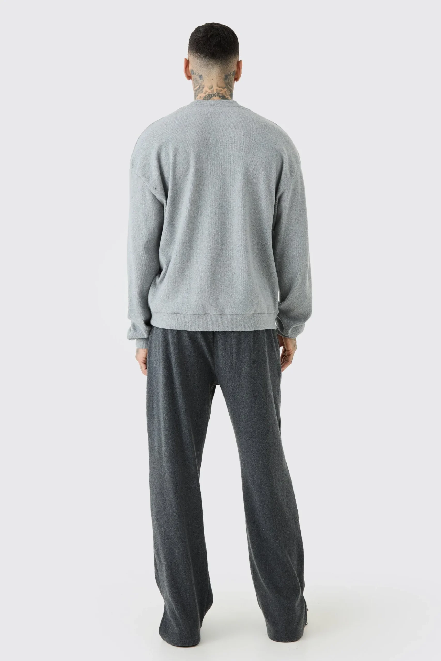 Tall Brushed Rib Ottoman Oversized Sweater | BoohooMAN UK