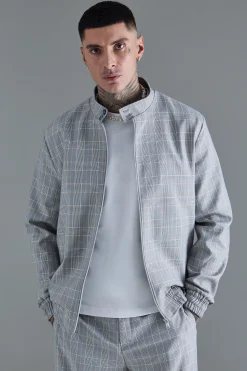 Tall Check Bomber And Trouser Set | BoohooMAN UK