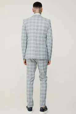 Tall Checked Skinny Fit Blazer | BoohooMAN UK
